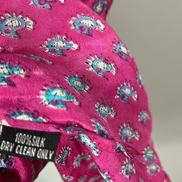 Tolani Silk 2X pink seahorse print drawstring kaftan like dress - like new - Picture 5 of 11